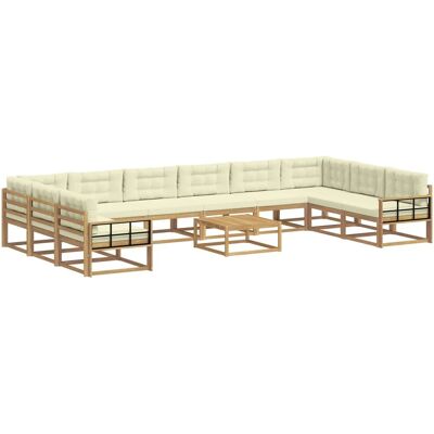 vidaXL Outdoor-Sofagarnitur mit Kissen 11 Stk Weiß und Creme 3387149 vidaXL Outdoor-Sofagarnitur mit Kissen 11 Stk Weiß und Creme 3387149