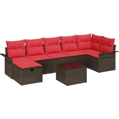 vidaXL Gartensofa-set mit Kissen mit Speicher 8 Stk Poly Rattan 3360245 vidaXL Gartensofa-set mit Kissen mit Speicher 8 Stk Poly Rattan 3360245