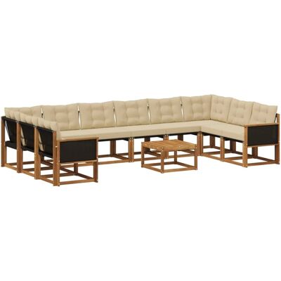 vidaXL Outdoor-Sofagarnitur mit Kissen 11 Stk Natur und Beige 3382249 vidaXL Outdoor-Sofagarnitur mit Kissen 11 Stk Natur und Beige 3382249