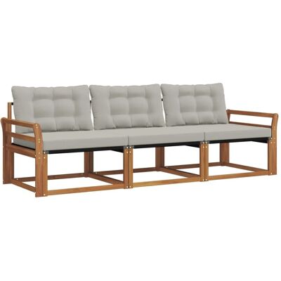 vidaXL Outdoor-Sofagarnitur mit Kissen 3-Tlg Natur und Hellgrau 3369146 vidaXL Outdoor-Sofagarnitur mit Kissen 3-Tlg Natur und Hellgrau 3369146