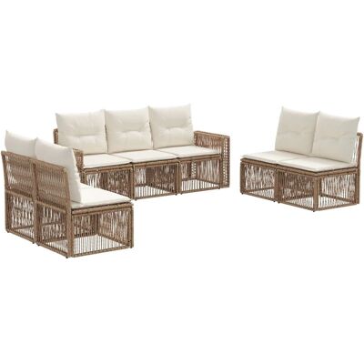 vidaXL Gartensofa-Set 7-Tlg Beige und Cremeweiß Poly-Rattan 3435093 vidaXL Gartensofa-Set 7-Tlg Beige und Cremeweiß Poly-Rattan 3435093