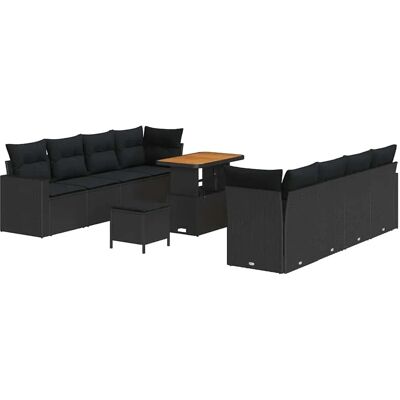 vidaXL Garten-Sofa-Set Höhenverstellbar 11-Tlg Schwarz Poly Rattan 3361589 vidaXL Garten-Sofa-Set Höhenverstellbar 11-Tlg Schwarz Poly Rattan 3361589