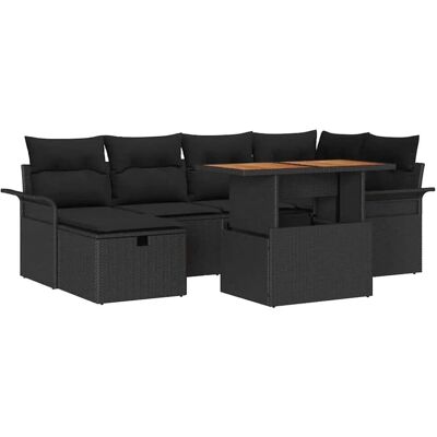 Unbekannt - GardenSofa7 - Schwarz - Poly-Rattan - Garten Sofaset Unbekannt - GardenSofa7 - Schwarz - Poly-Rattan - Garten Sofaset