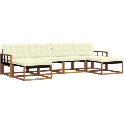 vidaXL Outdoor-Sofagarnitur mit Kissen 6-Tlg Natur und Creme 3369725 vidaXL Outdoor-Sofagarnitur mit Kissen 6-Tlg Natur und Creme 3369725