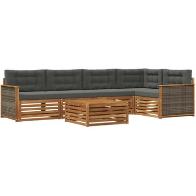 vidaXL Outdoor-Sofagarnitur mit Kissen 6 Stk Natur und Anthrazit 3383380 vidaXL Outdoor-Sofagarnitur mit Kissen 6 Stk Natur und Anthrazit 3383380