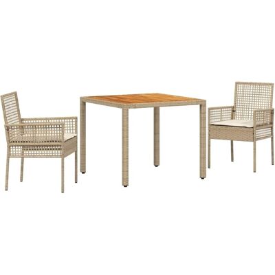 VIDAXL Gartentisch-Set 3-tlg. Beige Rattan VIDAXL Gartentisch-Set 3-tlg. Beige Rattan