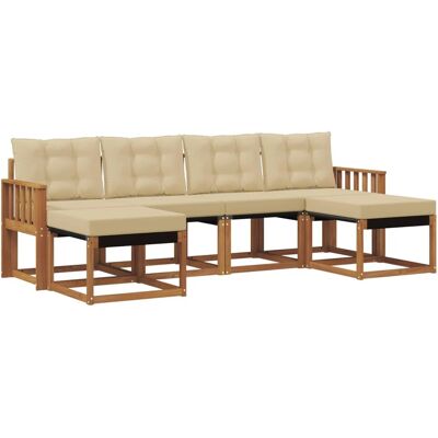 vidaXL Outdoor-Sofagarnitur mit Kissen 6-Tlg Natur und Beige 3368928 vidaXL Outdoor-Sofagarnitur mit Kissen 6-Tlg Natur und Beige 3368928