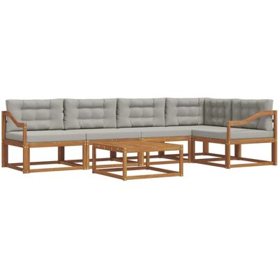 vidaXL Outdoor-Sofagarnitur mit Kissen 6-Tlg Natur und Hellgrau 3367629 vidaXL Outdoor-Sofagarnitur mit Kissen 6-Tlg Natur und Hellgrau 3367629