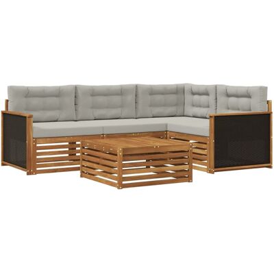 vidaXL Outdoor-Sofagarnitur 5 Stk Natur und Hellgrau 3383314 vidaXL Outdoor-Sofagarnitur 5 Stk Natur und Hellgrau 3383314