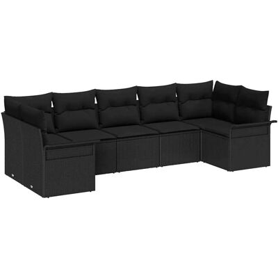 vidaXL Garten-Sofa-Set mit Kissen 7-Tlg Schwarz Poly Rattan 3354182 vidaXL Garten-Sofa-Set mit Kissen 7-Tlg Schwarz Poly Rattan 3354182