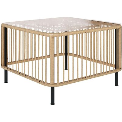 Outsunny Rattan-Gartentisch Stahl PE-Rattan 65L x 65B x 43H cm Naturholz Outsunny Rattan-Gartentisch Stahl PE-Rattan 65L x 65B x 43H cm Naturholz