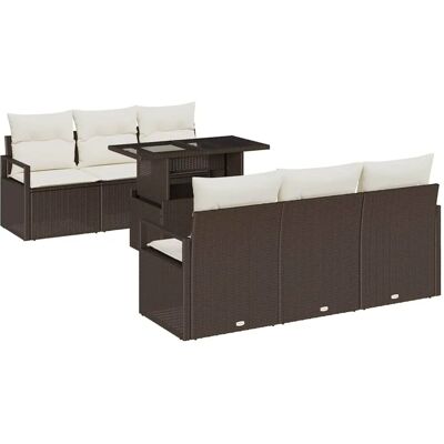 vidaXL Garten-Sofa-Set mit Speicher 7-Tlg Braun Poly Rattan 3357481 vidaXL Garten-Sofa-Set mit Speicher 7-Tlg Braun Poly Rattan 3357481