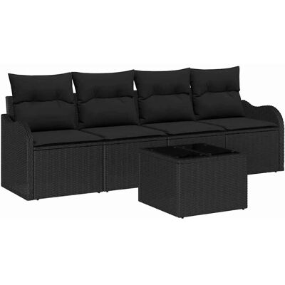 vidaXL Garten-Sofa-Set 5-Tlg Schwarz Poly Rattan 3345573 vidaXL Garten-Sofa-Set 5-Tlg Schwarz Poly Rattan 3345573