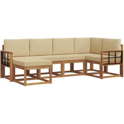 vidaXL Outdoor-Sofagarnitur mit Kissen 6 Stk Natur und Beige 3366651 vidaXL Outdoor-Sofagarnitur mit Kissen 6 Stk Natur und Beige 3366651