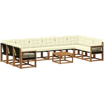 vidaXL Outdoor-Sofagarnitur mit Kissen 11 Stk Natur und Creme 3382254 vidaXL Outdoor-Sofagarnitur mit Kissen 11 Stk Natur und Creme 3382254