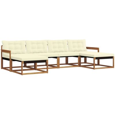 vidaXL Outdoor-Sofagarnitur mit Kissen 6-Tlg Natur und Creme 3369713 vidaXL Outdoor-Sofagarnitur mit Kissen 6-Tlg Natur und Creme 3369713