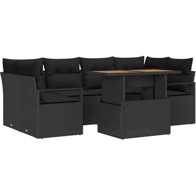 vidaXL Garten-Sofa-Set mit Speicher 7-Tlg Schwarz Poly Rattan 3358403 vidaXL Garten-Sofa-Set mit Speicher 7-Tlg Schwarz Poly Rattan 3358403