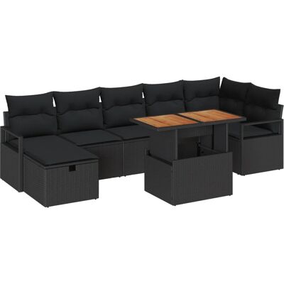 vidaXL Garten-Sofa-Set 8-Tlg Schwarz Poly Rattan 3361338 vidaXL Garten-Sofa-Set 8-Tlg Schwarz Poly Rattan 3361338