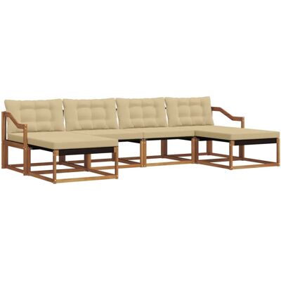 vidaXL Outdoor-Sofagarnitur mit Kissen 6-Tlg Natur und Beige 3369732 vidaXL Outdoor-Sofagarnitur mit Kissen 6-Tlg Natur und Beige 3369732
