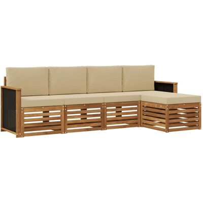 vidaXL Outdoor-Sofagarnitur mit Kissen 5 Stk Natur und Beige 3384224 vidaXL Outdoor-Sofagarnitur mit Kissen 5 Stk Natur und Beige 3384224