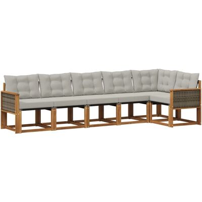 vidaXL Outdoor-Sofagarnitur mit Kissen 6 Stk Natur und Hellgrau 3381979 vidaXL Outdoor-Sofagarnitur mit Kissen 6 Stk Natur und Hellgrau 3381979
