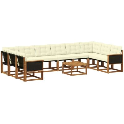 vidaXL Outdoor-Sofagarnitur mit Kissen 11 Stk Natur und Creme 3382246 vidaXL Outdoor-Sofagarnitur mit Kissen 11 Stk Natur und Creme 3382246