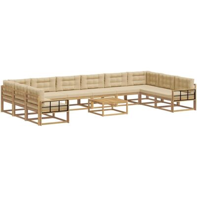 vidaXL Outdoor-Sofagarnitur mit Kissen 11 Stk Weiß und Beige 3387152 vidaXL Outdoor-Sofagarnitur mit Kissen 11 Stk Weiß und Beige 3387152