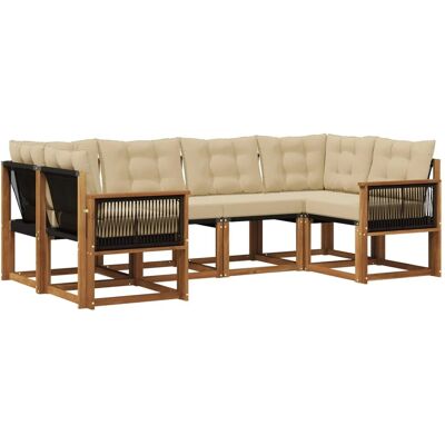 vidaXL Outdoor-Sofagarnitur mit Kissen 6 Stk Natur und Beige 3382177 vidaXL Outdoor-Sofagarnitur mit Kissen 6 Stk Natur und Beige 3382177