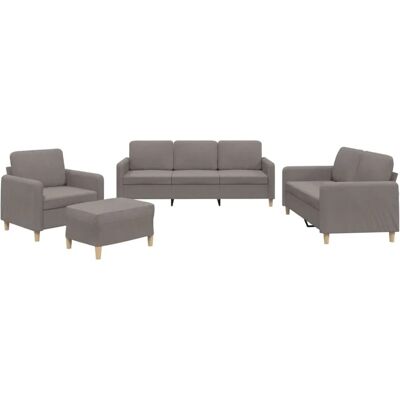 vidaXL 4-Tlg Sofagarnitur mit Kissen Taupe Stoff 3202069 vidaXL 4-Tlg Sofagarnitur mit Kissen Taupe Stoff 3202069