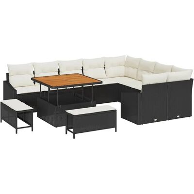vidaXL Garten-Sofa-Set mit Kissen 12-Tlg Schwarz Poly Rattan 3362685 vidaXL Garten-Sofa-Set mit Kissen 12-Tlg Schwarz Poly Rattan 3362685