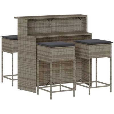 vidaXL 3-tlg. Gartenbar-Set mit Kissen Grau vidaXL 3-tlg. Gartenbar-Set mit Kissen Grau
