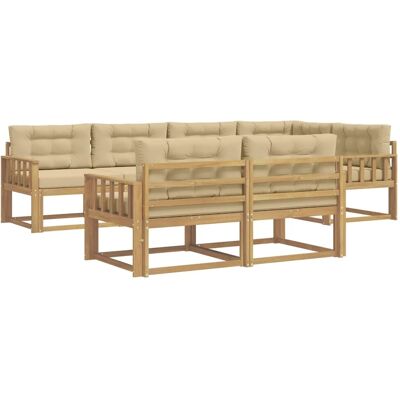 vidaXL Outdoor-Sofagarnitur mit Kissen 6-Tlg Weiß und Beige Polyester 3386582 vidaXL Outdoor-Sofagarnitur mit Kissen 6-Tlg Weiß und Beige Polyester 3386582