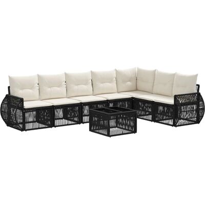 vidaXL Gartensofa-Set 8-Tlg Schwarz und Cremeweiß Poly-Rattan 3435430 vidaXL Gartensofa-Set 8-Tlg Schwarz und Cremeweiß Poly-Rattan 3435430