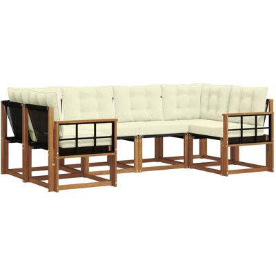 vidaXL Outdoor-Sofagarnitur mit Kissen 6-Tlg Natur und Creme 3369005 vidaXL Outdoor-Sofagarnitur mit Kissen 6-Tlg Natur und Creme 3369005