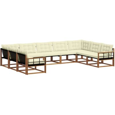 vidaXL Outdoor-Sofagarnitur mit Kissen 9-Tlg Natur und Creme 3369845 vidaXL Outdoor-Sofagarnitur mit Kissen 9-Tlg Natur und Creme 3369845