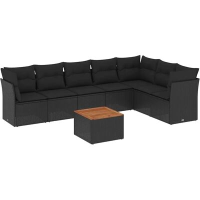 vidaXL 8-Tlg Garten-Sofagarnitur mit Kissen Schwarz Poly Rattan 3256006 vidaXL 8-Tlg Garten-Sofagarnitur mit Kissen Schwarz Poly Rattan 3256006