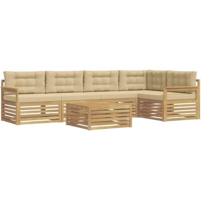 vidaXL Outdoor-Sofagarnitur mit Kissen 6-Tlg Weiß und Beige Polyester 3390513 vidaXL Outdoor-Sofagarnitur mit Kissen 6-Tlg Weiß und Beige Polyester 3390513