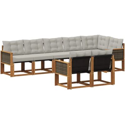 vidaXL Outdoor-Sofagarnitur mit Kissen 8 Stk Natur und Hellgrau 3382027 vidaXL Outdoor-Sofagarnitur mit Kissen 8 Stk Natur und Hellgrau 3382027