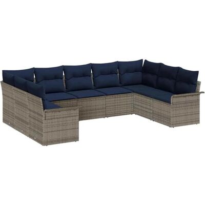 vidaXL Gartensofa-set mit Speicher 9 Stk Hellgrau Poly-Rattan 3354194 vidaXL Gartensofa-set mit Speicher 9 Stk Hellgrau Poly-Rattan 3354194