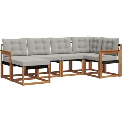 vidaXL Outdoor-Sofagarnitur mit Kissen 6-Tlg Natur und Hellgrau 3368826 vidaXL Outdoor-Sofagarnitur mit Kissen 6-Tlg Natur und Hellgrau 3368826