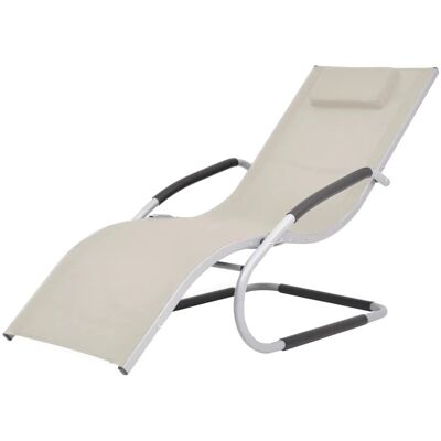 Furnicato Sonnenliege Mit Kissen Aluminium Und Textilene Creme Furnicato Sonnenliege Mit Kissen Aluminium Und Textilene Creme