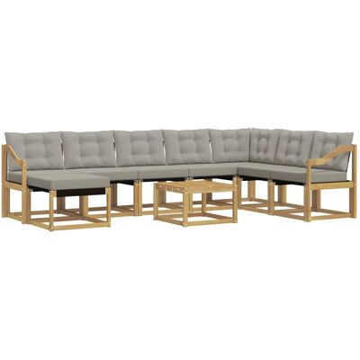 vidaXL Outdoor-Sofagarnitur mit Kissen 9-Tlg Weiß und Hellgrau 3389797 vidaXL Outdoor-Sofagarnitur mit Kissen 9-Tlg Weiß und Hellgrau 3389797