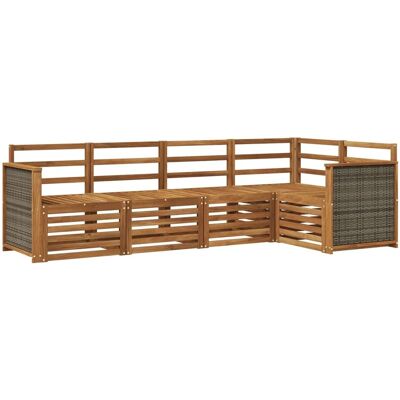 vidaXL Ecksofa Set 4 Stk Natur Massivholz Akazie 3384345 vidaXL Ecksofa Set 4 Stk Natur Massivholz Akazie 3384345