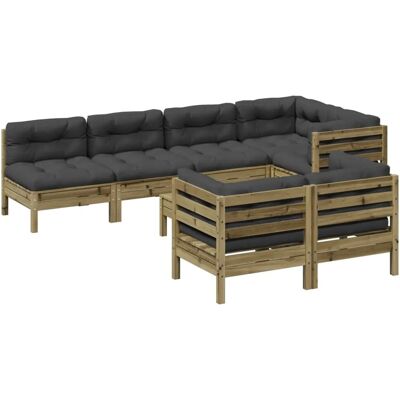 vidaXL Gartensofagarnitur 8-tlg. mit Kissen - Braun vidaXL Gartensofagarnitur 8-tlg. mit Kissen - Braun