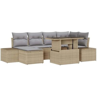 vidaXL Garten-Sofa-Set mit Speicher 7-Tlg Beige Poly Rattan 3357953 vidaXL Garten-Sofa-Set mit Speicher 7-Tlg Beige Poly Rattan 3357953