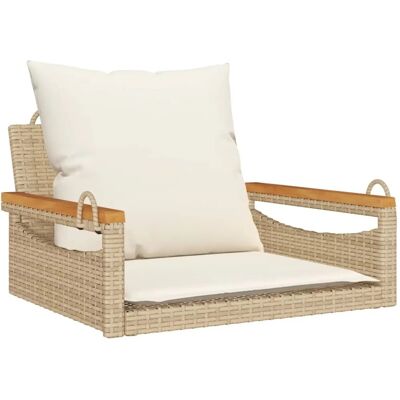 furnicato Hängesessel mit Kissen Beige 63x62x40 cm Poly Rattan furnicato Hängesessel mit Kissen Beige 63x62x40 cm Poly Rattan