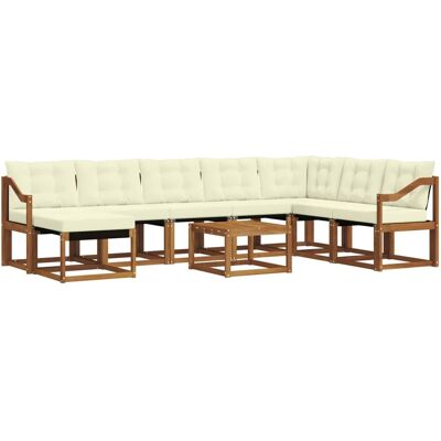 vidaXL Outdoor-Sofagarnitur mit Kissen 9-Tlg Natur und Creme 3368985 vidaXL Outdoor-Sofagarnitur mit Kissen 9-Tlg Natur und Creme 3368985