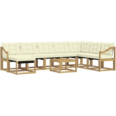 vidaXL Outdoor-Sofagarnitur mit Kissen 9-Tlg Weiß und Creme 3389796 vidaXL Outdoor-Sofagarnitur mit Kissen 9-Tlg Weiß und Creme 3389796