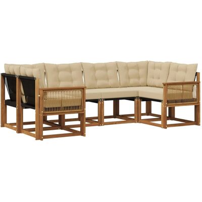 vidaXL Outdoor-Sofagarnitur mit Kissen 6 Stk Natur und Beige 3382181 vidaXL Outdoor-Sofagarnitur mit Kissen 6 Stk Natur und Beige 3382181