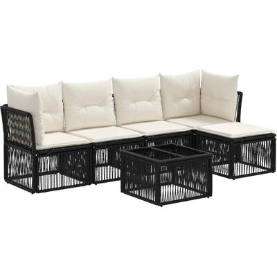 vidaXL Gartensofa-Set 6-Tlg Schwarz Poly-Rattan 3434206 vidaXL Gartensofa-Set 6-Tlg Schwarz Poly-Rattan 3434206